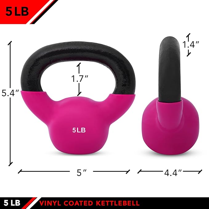 JFIT Kettlebell Weights Vinyl Coated Iron, 5 LB