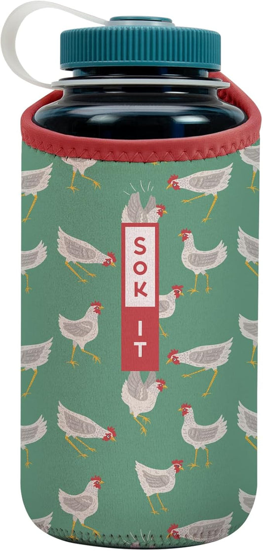 Sok It BotlSok Water Bottle Sleeve Insulated Neoprene Cover (Flew The Coop, Fits 32oz Nalgene)