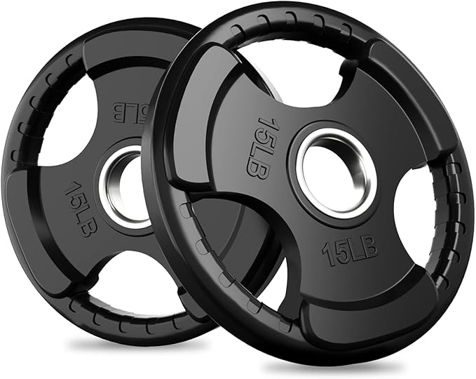 RitFit Olympic Rubber Grip Plates for Barbell, 2-Inch Weight Plates for Weightlifting and Strength Training in Home & Gym, Single, Pair and Sets(2.5/5/10/25/35/45 LB)