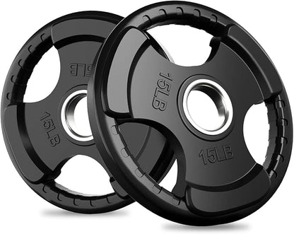 RitFit Olympic Rubber Grip Plates for Barbell, 2-Inch Weight Plates for Weightlifting and Strength Training in Home & Gym, Single, Pair and Sets(2.5/5/10/25/35/45 LB)