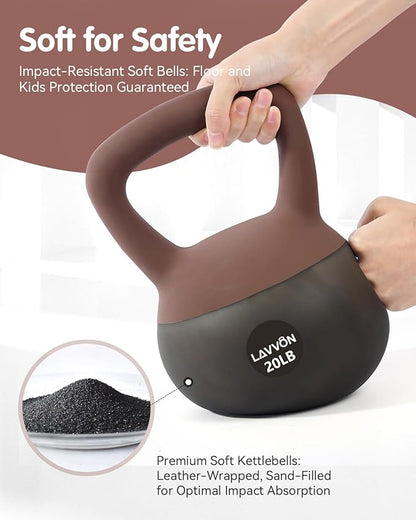 Soft Kettlebell - Cushioned Impact-Resistant Base and Anti-Slip, Kettle bell Anti-Slip Grip Weight for Home Workouts, Safe Strength Training Kettlebells Sets for Women & Men, With Non-slip Gloves