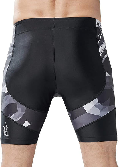 HUGE SPORTS Men's Rash Guard Swim Shorts Compression Swimming Jammer Cool Dry Active Swimsuit Workout Shorts Sports Tights