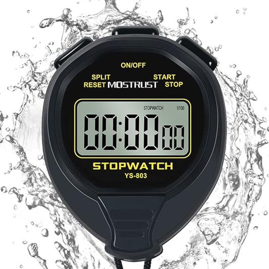 Digital Simple Stopwatch, 1/30 Lap Basic Stopwatch, No Bells, No Clock, No Alarm, Silent, Child