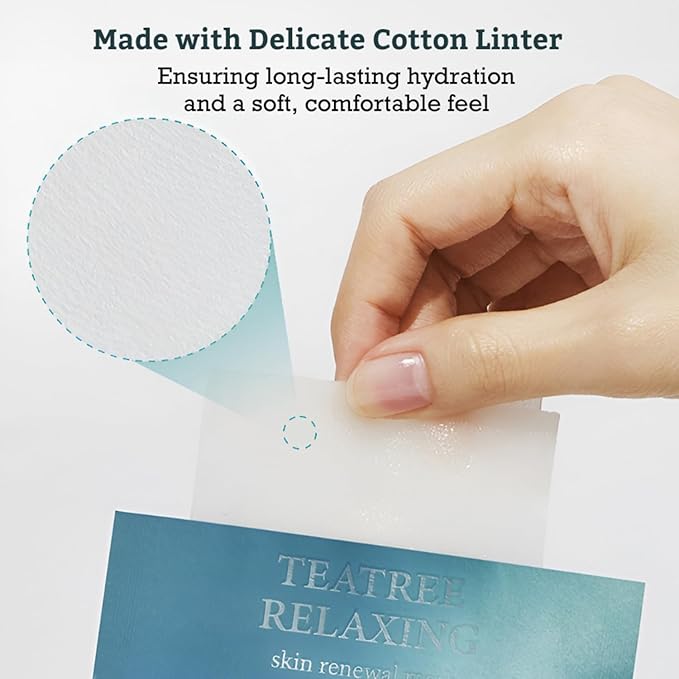 LEADERS Teatree Relaxing Skin Renewal Mask ??Soothes & Calms Sensitive, Acne-Prone Skin ??Controls Excess Oil & Reduces Redness ??Hydrating and Refreshing Sheet Mask for Oily Skin ??10 Sheets