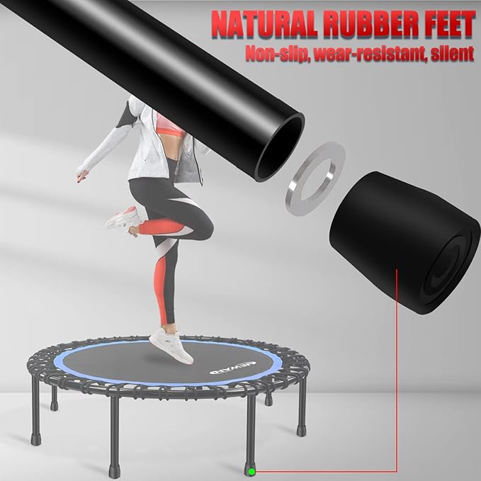 Newan 40"-48" Silent Mini Trampoline Fitness Trampoline Bungee Rebounder Jumping Cardio Trainer Workout for Adults-Max Limit 330lbs