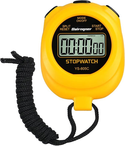 Stopwatch Timer with Countdown, ON/Off Simple Operation No Clock No Date, Digital Stop Watch for Sports, Yellow