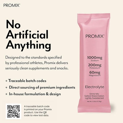 ProMix Nutrition Electrolytes Powder Hydration Packets - Himalayan Pink Salt, Magnesium, Potassium, Vitamin C - Salted Watermelon, Lightly Sweetened - 30 Servings (Pack of 30)