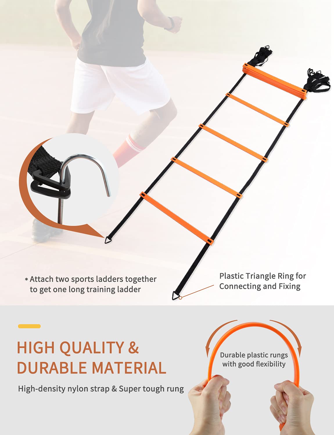 YISSVIC Agility Ladder and Cones 20 Feet 12 Adjustable Rungs