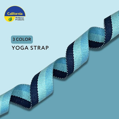 California Yoga Strap | Yoga Belt with Safe Adjustable D-Ring Buckle for Pilates | Stretching Strap | Exercise Bands | Physical Therapy | Improves Sitting Posture