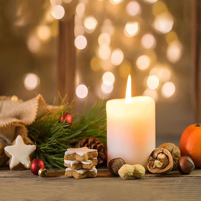 2x3 Inch Ivory Pillar Candles Small Unscented Dripless 24 Hours Column Candles for Dinner Table Christmas Wedding Home Relaxation Spa Church, 4 Packs, IVORY-2X3INCH-4PCS