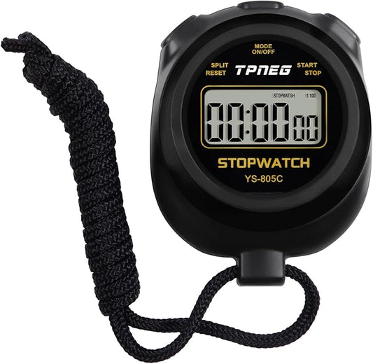 Simple Stopwatch Timer - Easy to Use, Set Up, Read, and Carry - Large Display - On/Off, AAA Battery