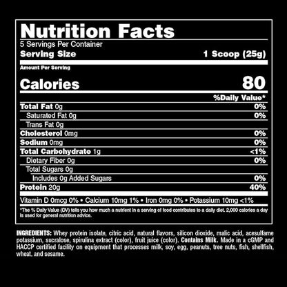 Clear Whey Isolate Protein Powder - Easy to Digest and Mix, 5g BCAA, Deliciously Juicy, Refreshing Anytime Drink for Men and Women, Blueberry Acai 125g (5 Servings)