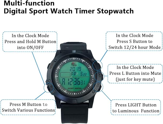 FCXJTU Digital Sports Stopwatch Timer 10/100 Lap Split Memory Stopwatch Calendar Alarm, Pace Mode with 3-Row Extra Large Screen Water Resistant Includes Battery, Lanyard for P.E Referee Coaches