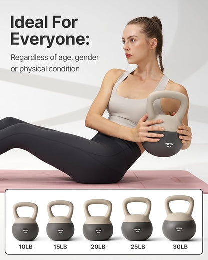 YOTTOY Soft Kettlebell, Set for Strength Training Kettlebells & Home Workouts, Soft-Sided Cushioned Base, Wide-Handle - Ideal for Men, Women, & Beginners