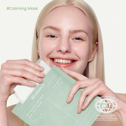 BIODANCE Refreshing Sea kelp Real Deep Mask, Overnight Hydrogel Mask, Calming, Oil & Sebum Control, Blemish Care, Korean Skincare | 1.19oz(34g) x 4ea