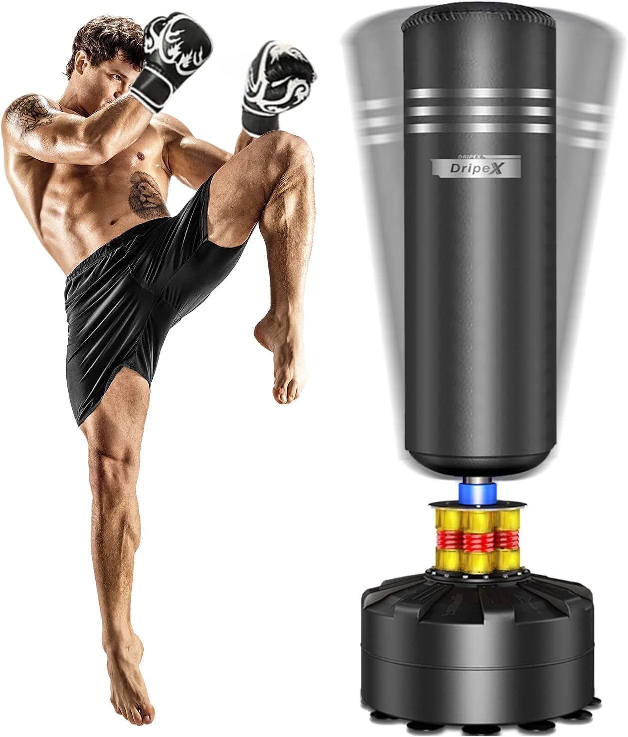 Dripex Freestanding Punching Bag 69''- 182lb Heavy Boxing Bag with Stand for Adult - Men Women