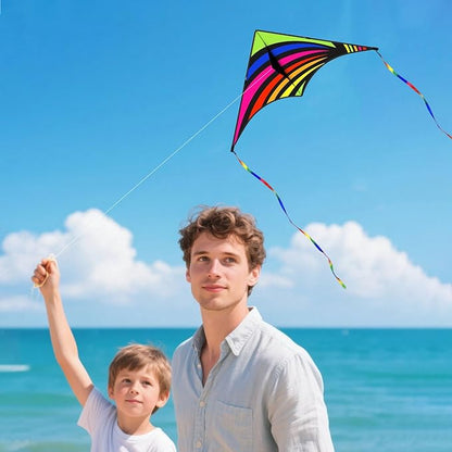 Delta Kite for Kids and Adults, Easy to Fly, Nylon Fabric with String Handle, Outdoor Beach Park Activities