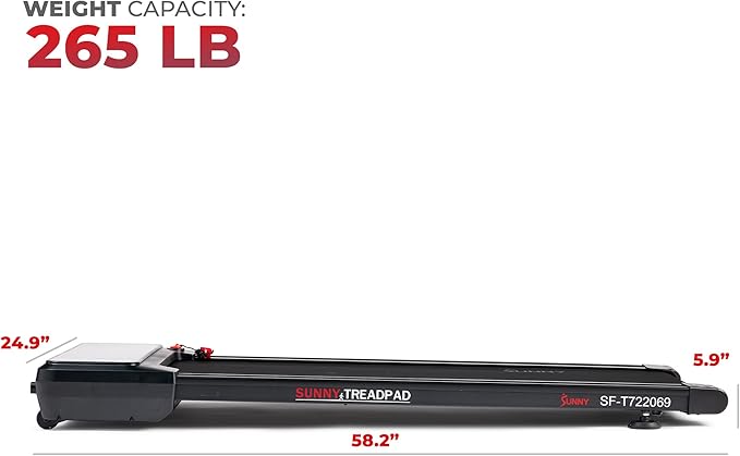 Sunny Health & Fitness Sleek Compact Smart Treadpad Treadmill with 6-Level Auto Incline, Remote Control, Shock Absorption, Optional Dual Mode Walking/Running & Free SunnyFit App Bluetooth Connectivity