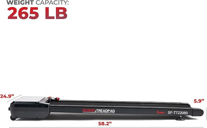 Sunny Health & Fitness Sleek Compact Smart Treadpad Treadmill with 6-Level Auto Incline, Remote Control, Shock Absorption, Optional Dual Mode Walking/Running & Free SunnyFit App Bluetooth Connectivity