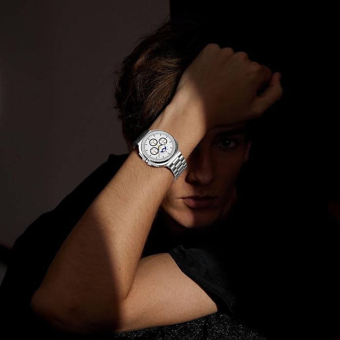 Compatible with Samsung Galaxy Watch 8 Band 40mm 44mm Galaxy Watch 8 Classic 46mm 2025, No Gap Business Stainless Steel Metal Band Strap for Galaxy Watch 8 Men Women, Black