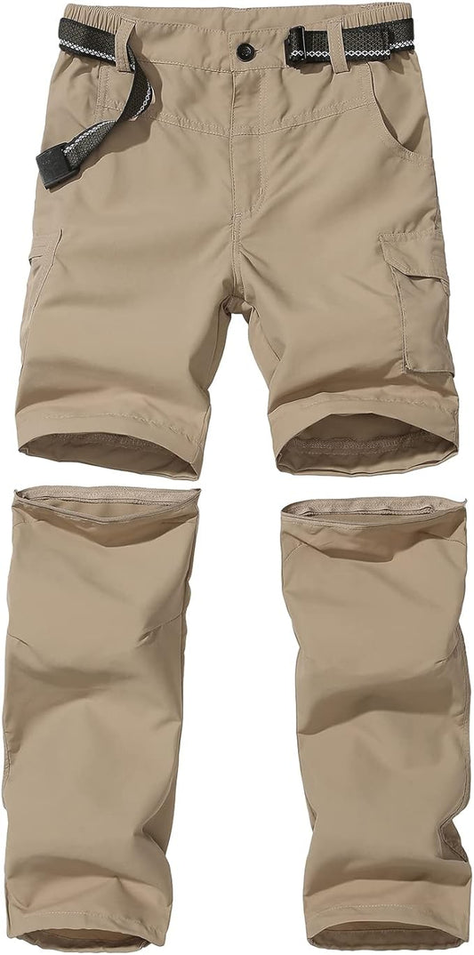 Boy’s Convertible Hiking Pants Lightweight Quick Dry Zip Off Pants for Kids Youth Outdoor UPF 50+