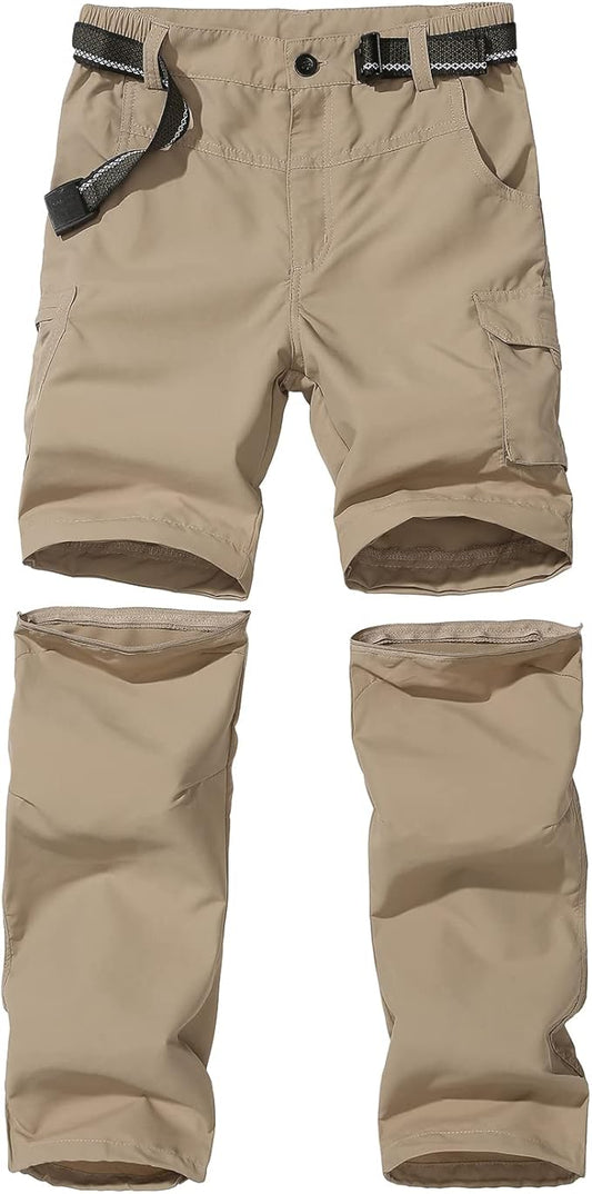 Boy’s Convertible Hiking Pants Lightweight Quick Dry Zip Off Pants for Kids Youth Outdoor UPF 50+