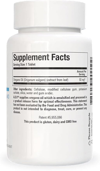 Biotics Research A.D.P. Emulsified Oil of Oregano Tablets for GI Health -Sustained Release for High Absorption Contains Carvacrol, Wild Oregano Oil 50mg/S - Patented Formula -Non GMO ??20 Tablets