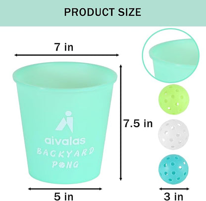 Yard Pong Outdoor Games Glow Set in Dark for Adults,Family and Kids,Giant Yard Pong for Beach,Camping,Lawn,Backyard and Yard Parties,with Buckets, Balls and Carrying Bag