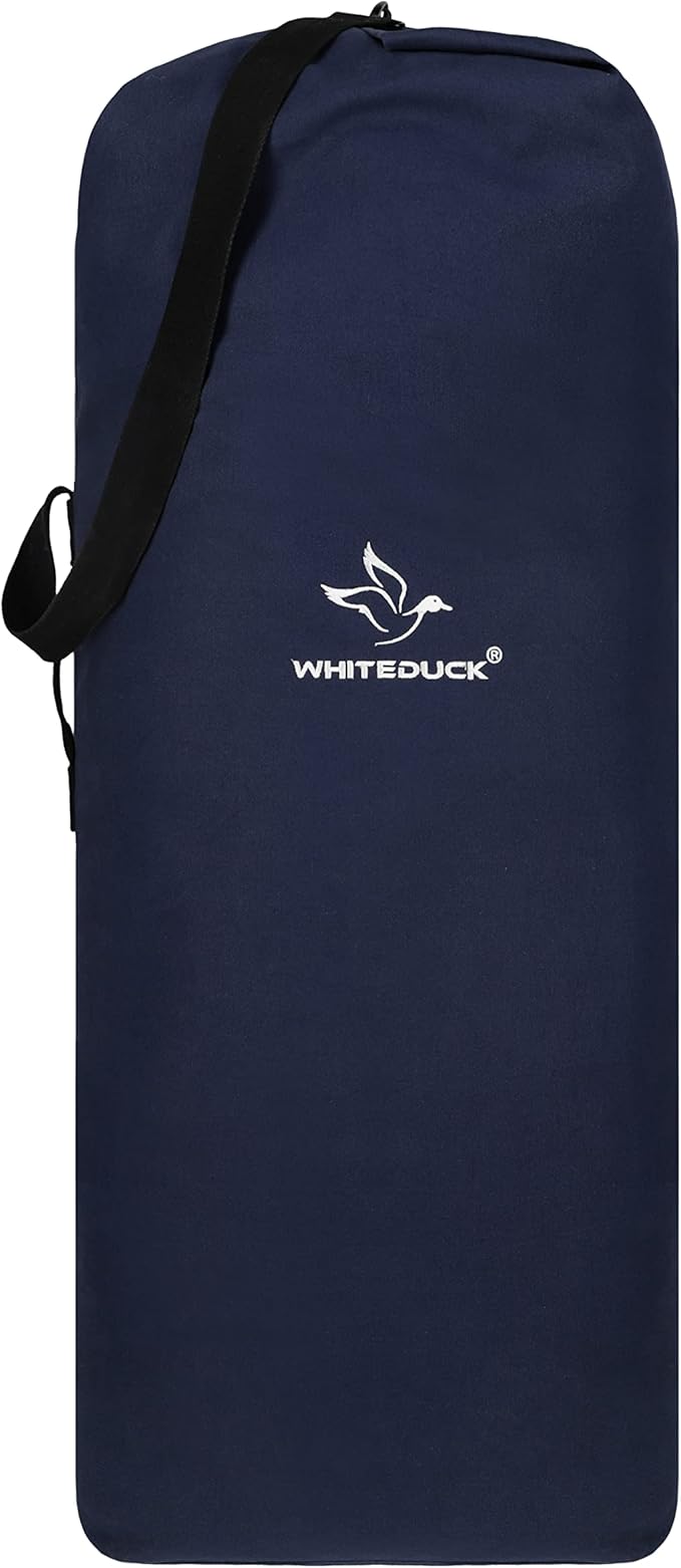 WHITEDUCK Top Load Canvas Folding Duffel Bag, Water Resistant Army Style Shoulder Bag for Men and Women- Gym, Sports, Travel, Hiking, Camping, Backpacking (Extra Large 30" x 50",Blue)