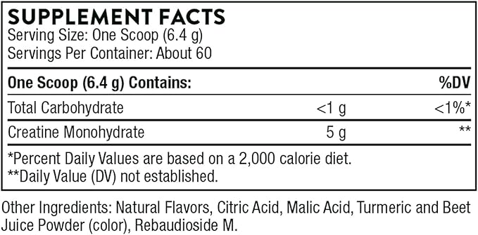 THORNE Creatine - Micronized Creatine Monohydrate Powder - Support for Muscles & Cognitive Function* - for Women & Men - Pineapple Orange - NSF Certified for Sport - 5 g per Serving - 60 Servings