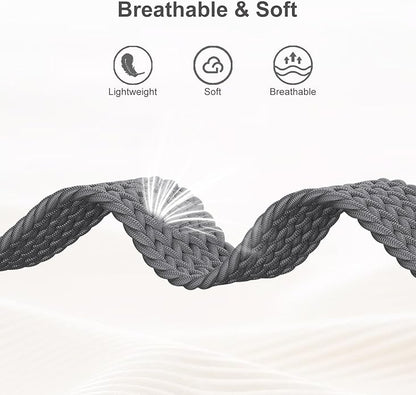 Braided Bands Compatible with Garmin Vivoactive 6/5/3/Venu 2 Plus/Forerunner 165/55/645/245 Music, 20mm Parachute Buckle Soft Stretchy Nylon Band for Garmin Venu/Sq/Sq 2/Vivomove HR Men Women