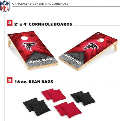 NFL Football 2' x 4' Regulation Size Solid Wood Cornhole Set with Direct Print HD Team Graphics Great Gift for Any Football Fan! Bean Bag Toss Family Outdoor Game