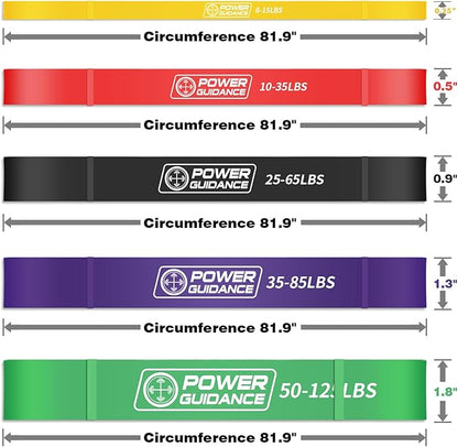 POWER GUIDANCE Pull Up Assist Bands - Stretch Resistance Band - Mobility Band - Powerlifting Bands - by Perfect for Body Stretching, Powerlifting, Resistance Training