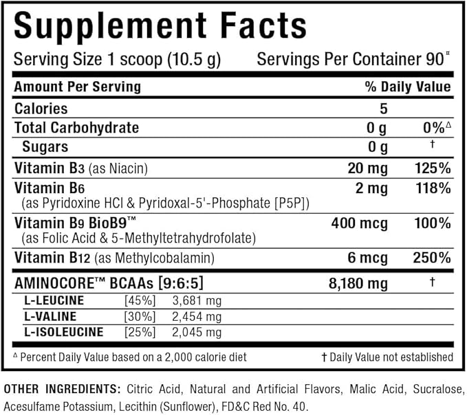 ALLMAX Nutrition AMINOCORE BCAA Powder, 8.18 Grams of Amino Acids, Intra and Post Workout Recovery Drink, Gluten Free, Watermelon, 945 g