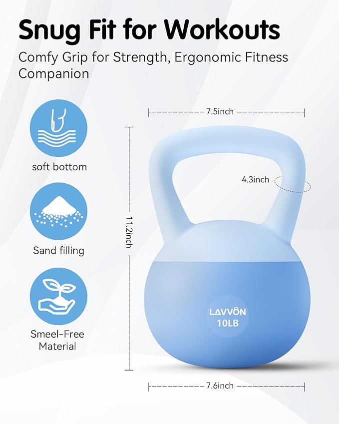 Soft Kettlebell - Cushioned Impact-Resistant Base and Anti-Slip, Kettle bell Anti-Slip Grip Weight for Home Workouts, Safe Strength Training Kettlebells Sets for Women & Men, With Non-slip Gloves