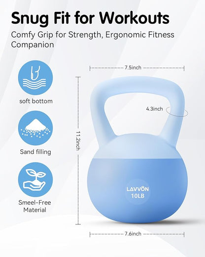 Soft Kettlebell - Cushioned Impact-Resistant Base and Anti-Slip, Kettle bell Anti-Slip Grip Weight for Home Workouts, Safe Strength Training Kettlebells Sets for Women & Men, With Non-slip Gloves