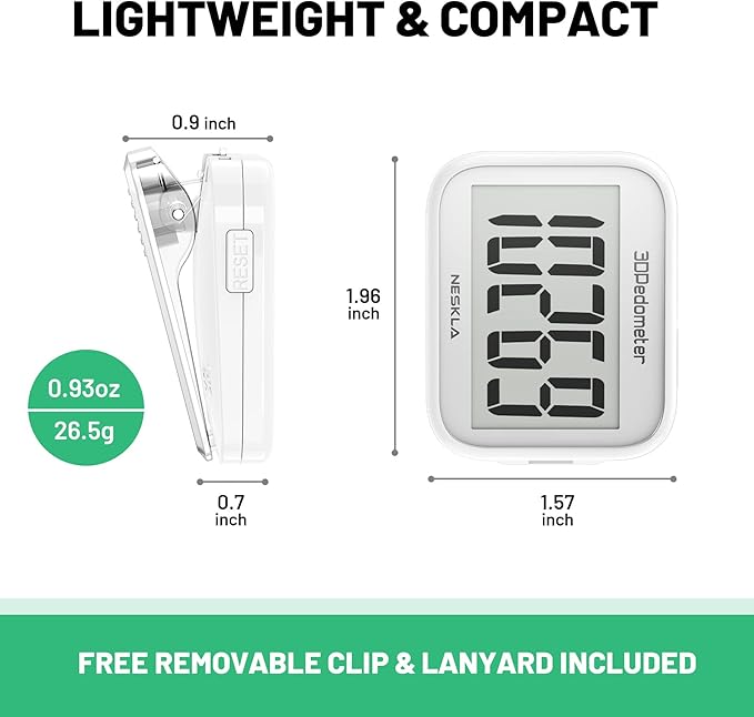 3D Pedometer for Walking, Simple Step Counter with Large Digital Display, Step Tracker with Removable Clip Lanyard, Accurately Track Steps for Men Women Kids Adults Seniors
