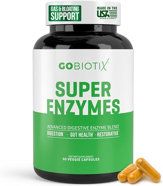 GoBiotix Digestive Enzymes Supplement with Prebiotics and Probiotics for Women and Men - Gut