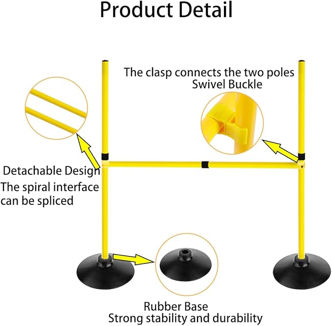 Adjustable Height Agility Hurdle Set Multi-Function Soccer Trainning Pole Set Coaching Sticks with Rubber Base
