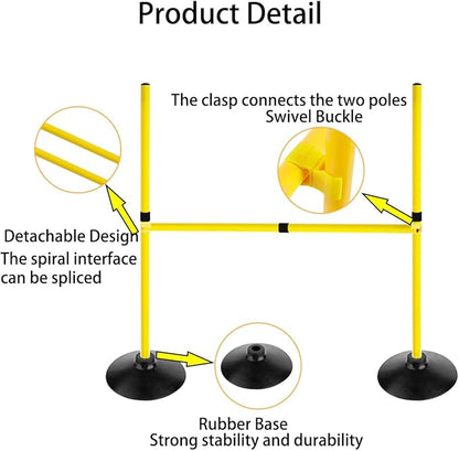 Adjustable Height Agility Hurdle Set Multi-Function Soccer Trainning Pole Set Coaching Sticks with Rubber Base
