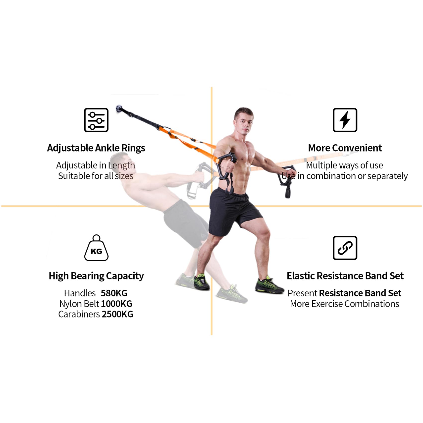 Moulyan Bodyweight Resistance Training Straps,Training straps Complete Home Gym Fitness Trainer kit