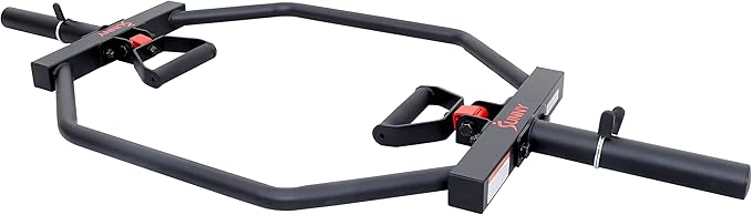 Sunny Health & Fitness Strength Training Olympic Hex Bar Barbell, High Load Capacity, Swivel Handles, Safety Clips, Knurled Handles for Deadlifts, Shoulder Presses, Shrugs, Back Rows, Weightlifting