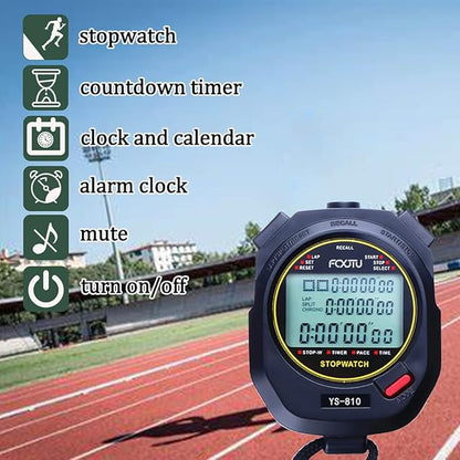 FCXJTU Digital Sports Stopwatch Timer 10/100 Lap Split Memory Stopwatch Calendar Alarm, Pace Mode with 3-Row Extra Large Screen Water Resistant Includes Battery, Lanyard for P.E Referee Coaches