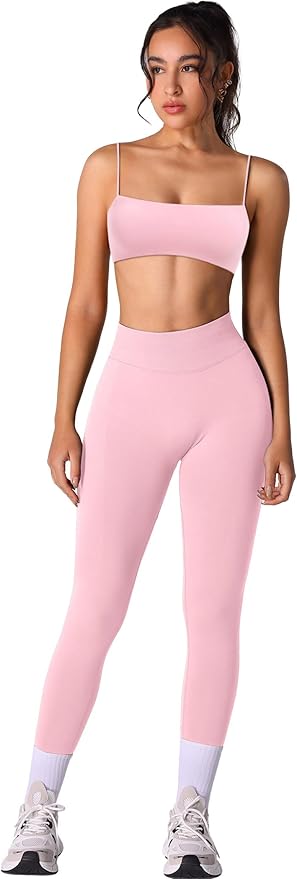 Workout sets for women 2 piece:Spaghetti Straps BacklessTop Bra and High Rise leggings for yoga
