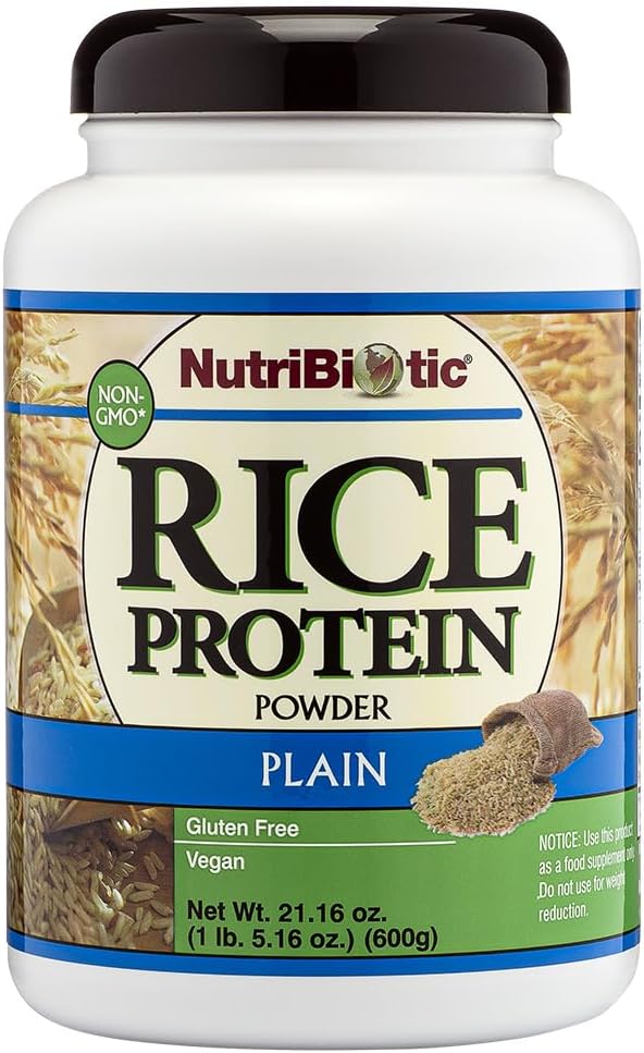 NutriBiotic ??Plain Rice Protein, 1 Lb 5 oz (600g) - Low Carb, Keto-Friendly, Vegan, Raw Protein Powder - Grown & Processed Without Chemicals, GMOs or Gluten - Easy to Digest & Nutrient-Rich
