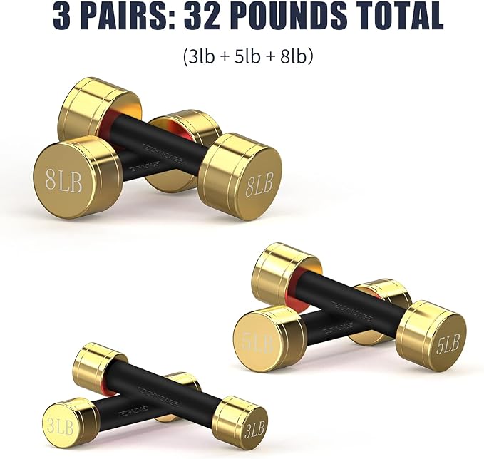 TECHNOAGE Round Dumbbell Sets with Steel Handle, Odorless Neoprene rubber Handle Cover