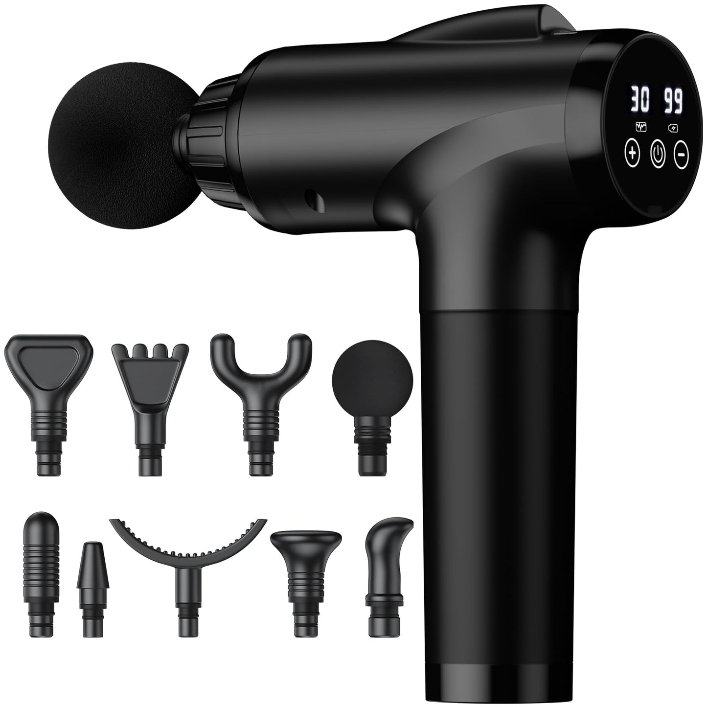OLsky Massage Gun Deep Tissue 30 Speeds 9 Attachments Handheld (Black)