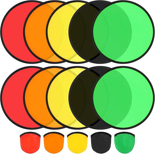 10 PCS Foldable Flying Disc Fans Set with Bag Folding Pocket Beach Flying Disc for Party Favors Summer Outdoor Activity