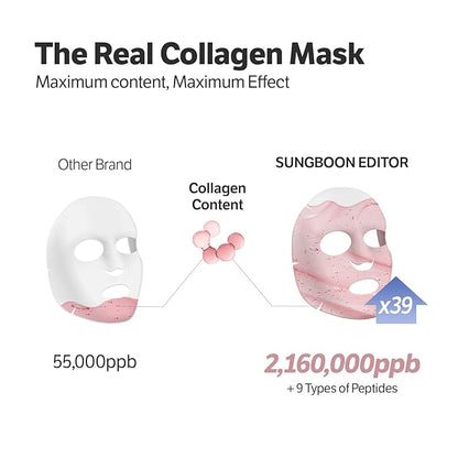 SUNGBOON EDITOR Deep Collagen Boost Set | Collagen Face Mask & Serum for Face, Real collagen 2,160,000ppb, Volufiline, Glass Skin, Skin Elasticity, Volumizing, Korean Skin Care, 37gx4ea & 1.01fl.oz