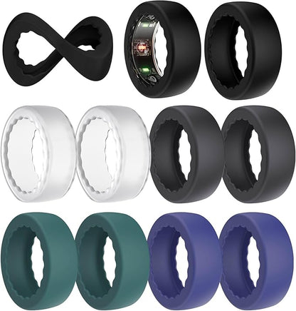 10 Pack Ring Protector Compatible with Oura Ring Cover Gen 4 / Gen 3 / Samsung Galaxy/RingConn/ULTRAHUMAN, Anti-Scratch Elastic Silicone Case for Smartring Men Women Working Out Gym